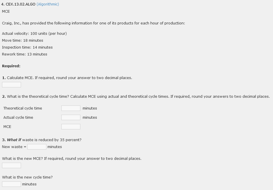 4. CEX. 13.02.ALGO (Algorithmic) MCE Craig. Inc.,