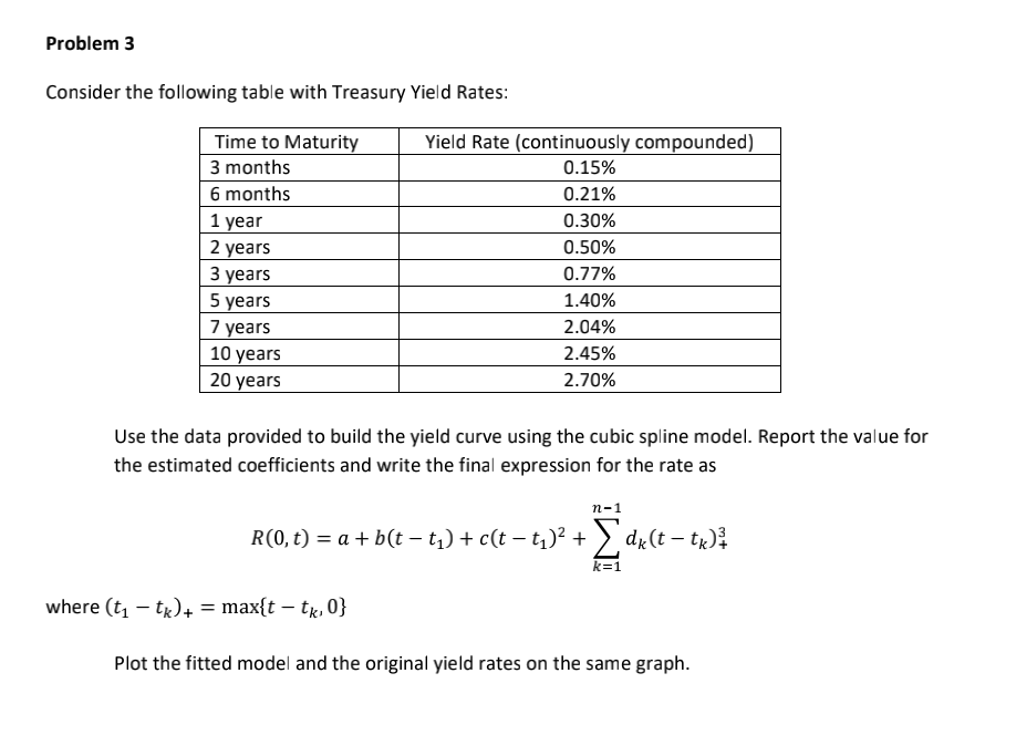 Problem 3 Consider the following table with