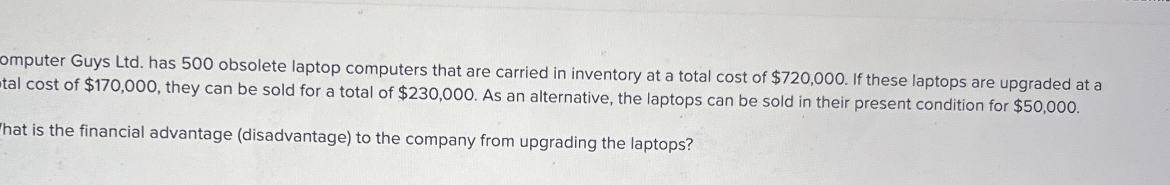 omputer Guys Ltd . has 5 0 0 obsolete laptop