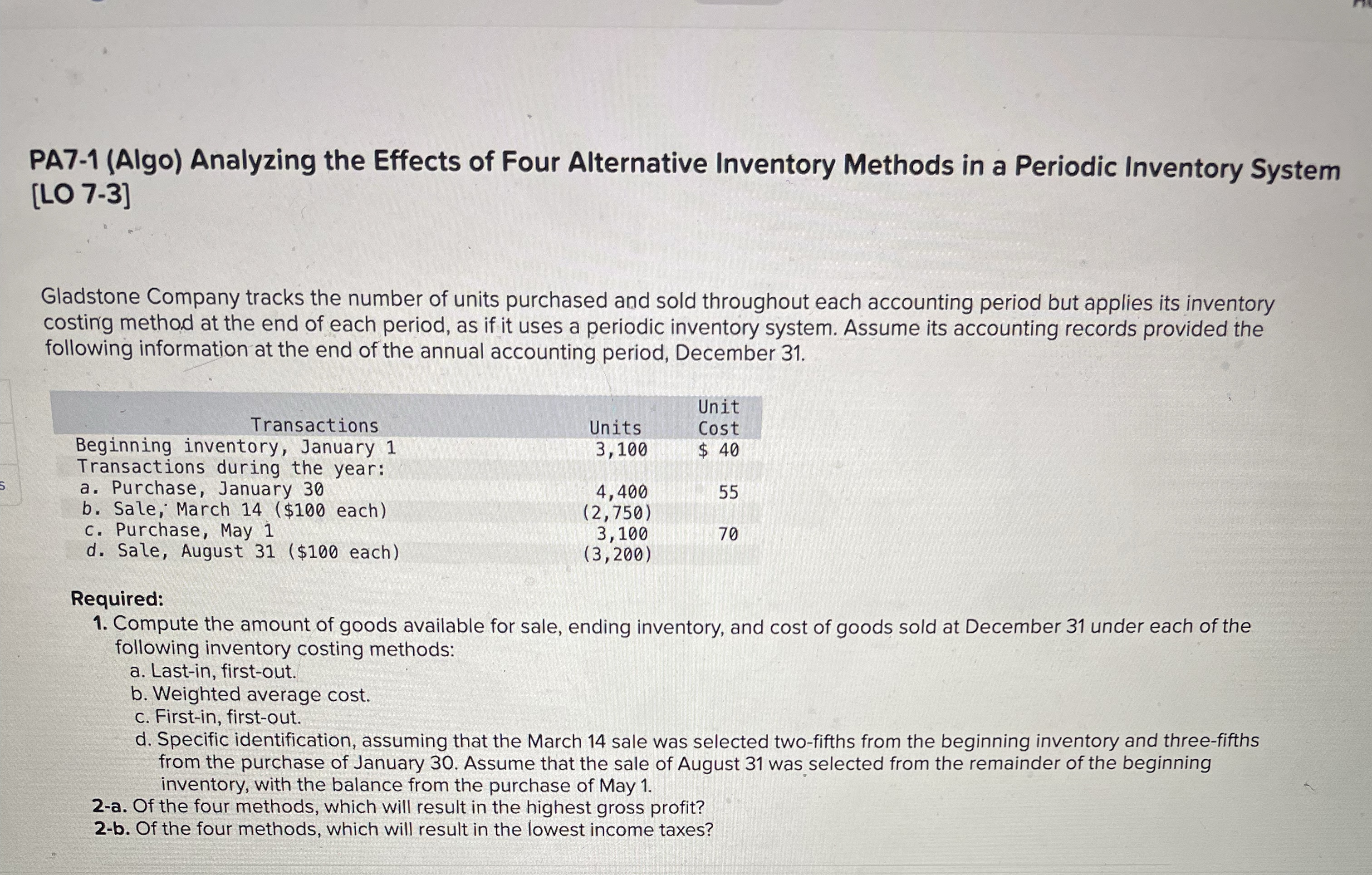 PA 7 - 1 ( Algo ) Analyzing the Effects of Four