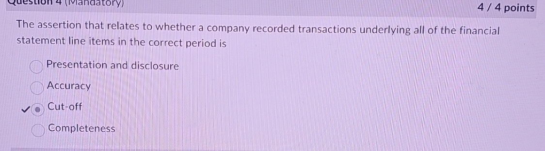 The assertion that relates to whether a company