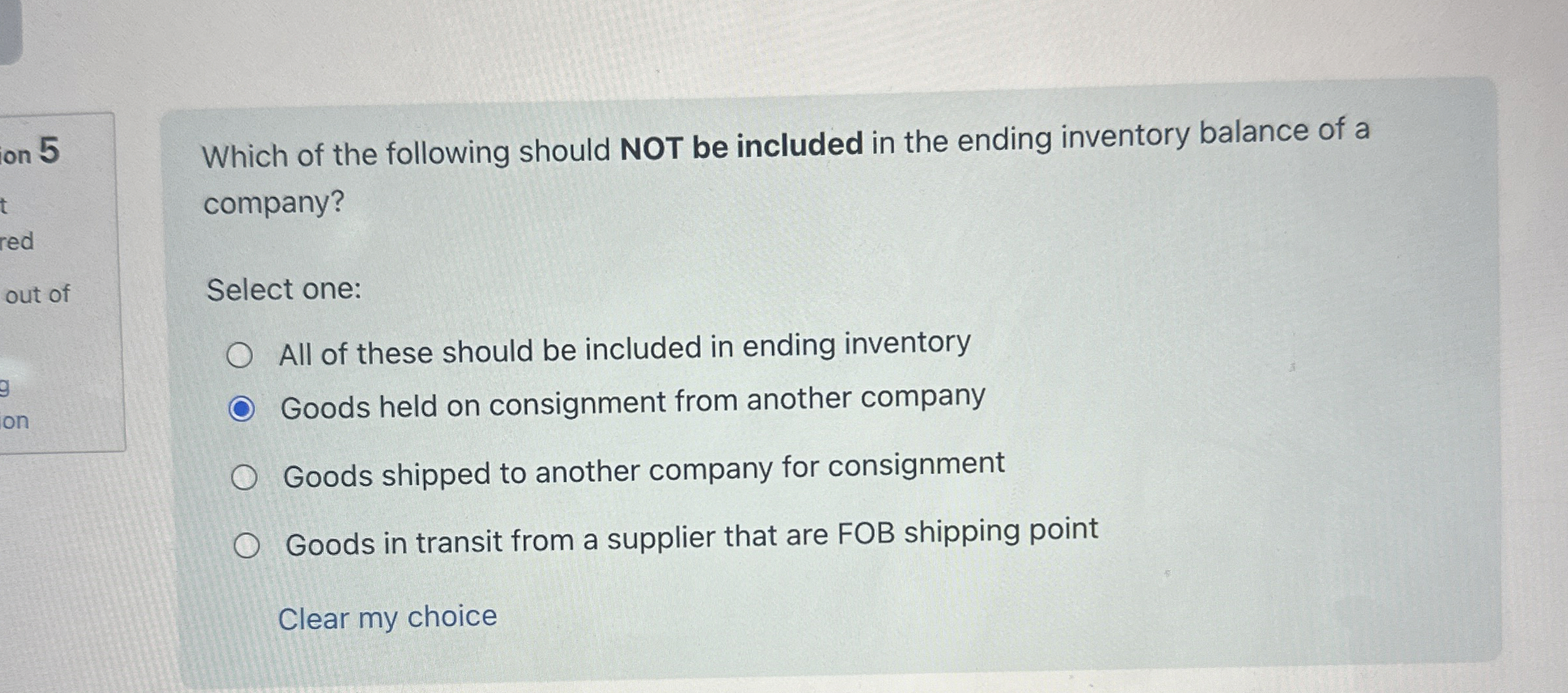 Which of the following should NOT be included in