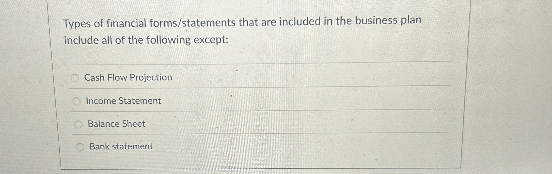 Types of financial forms / statements that are