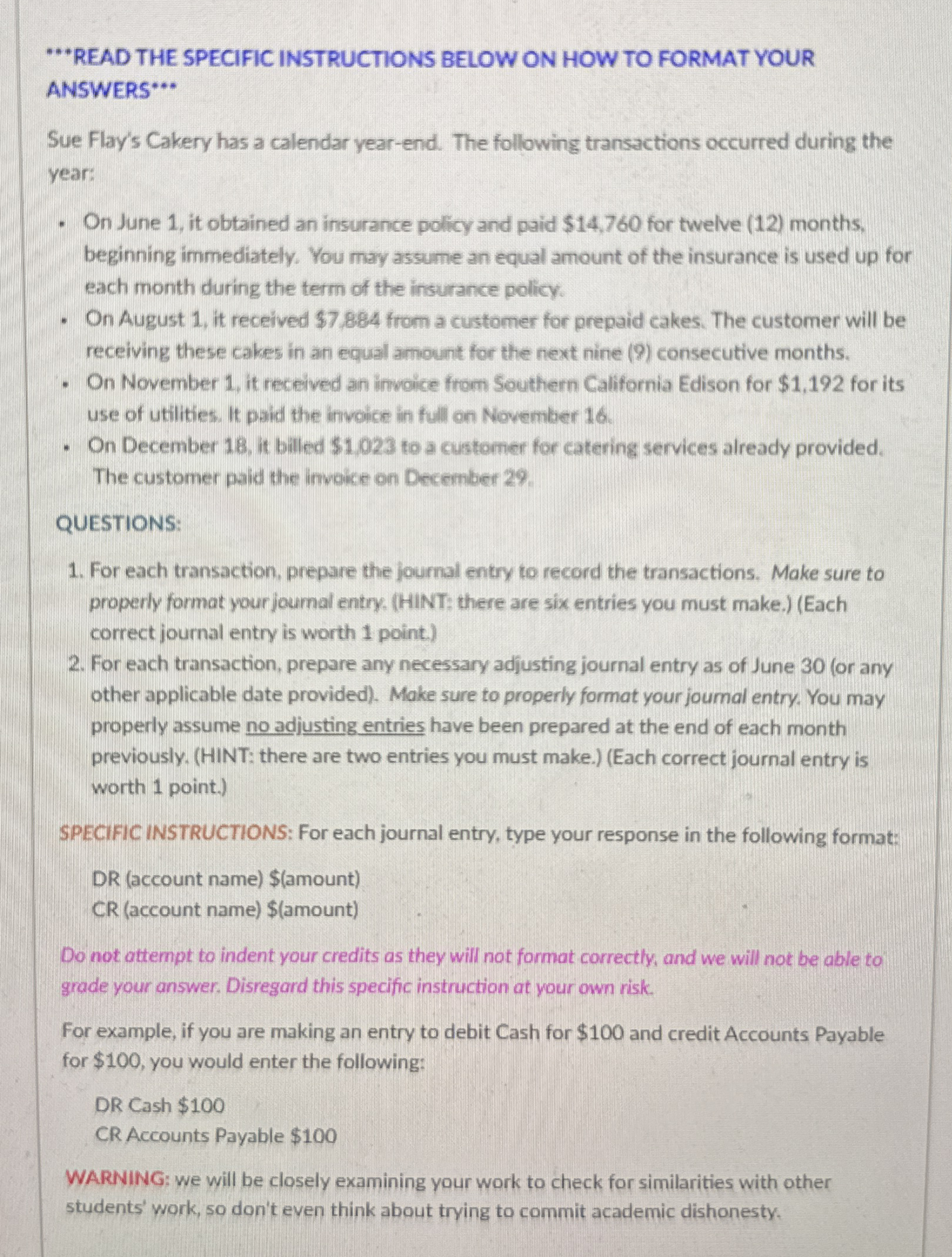 READ THE SPECIFIC INSTRUCTIONS BELOW ON HOW TO