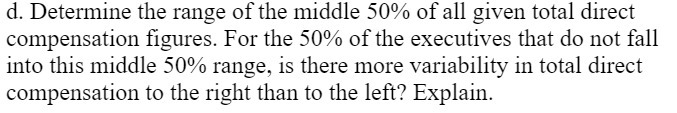 d. Determine the range of the middle 50% of all