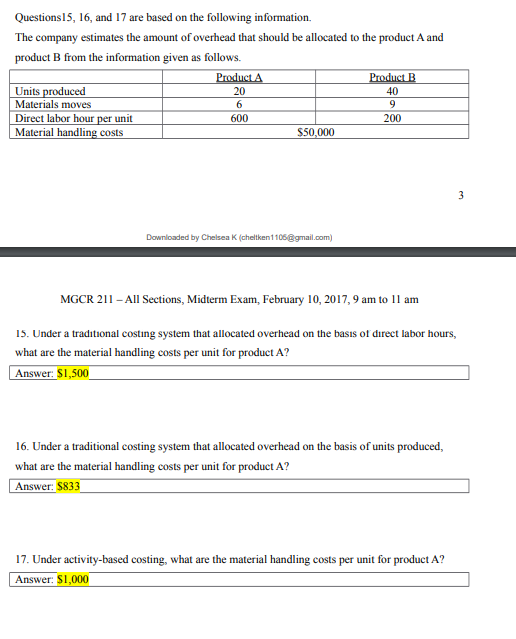 Questions15, 16, and 17 are based on the
