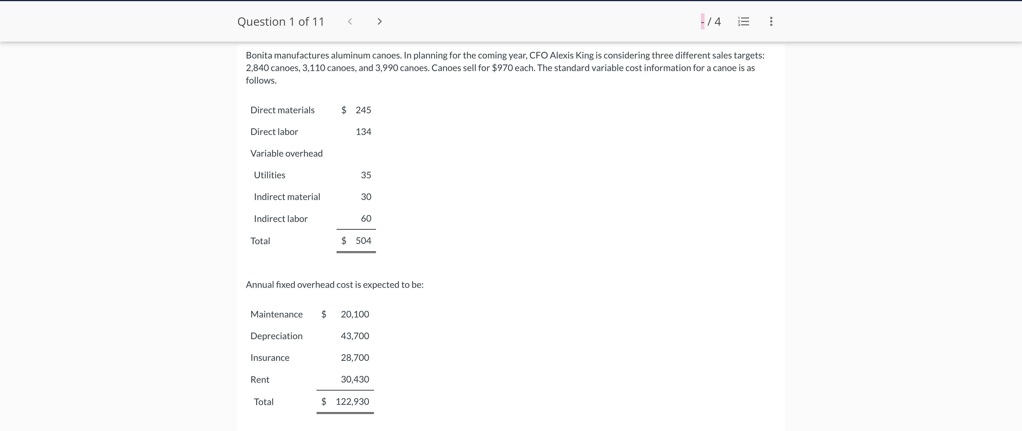 Question 1 of 11  style=
