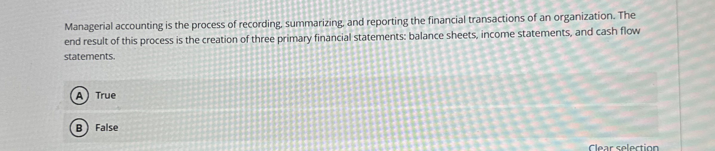 Managerial accounting is the process of