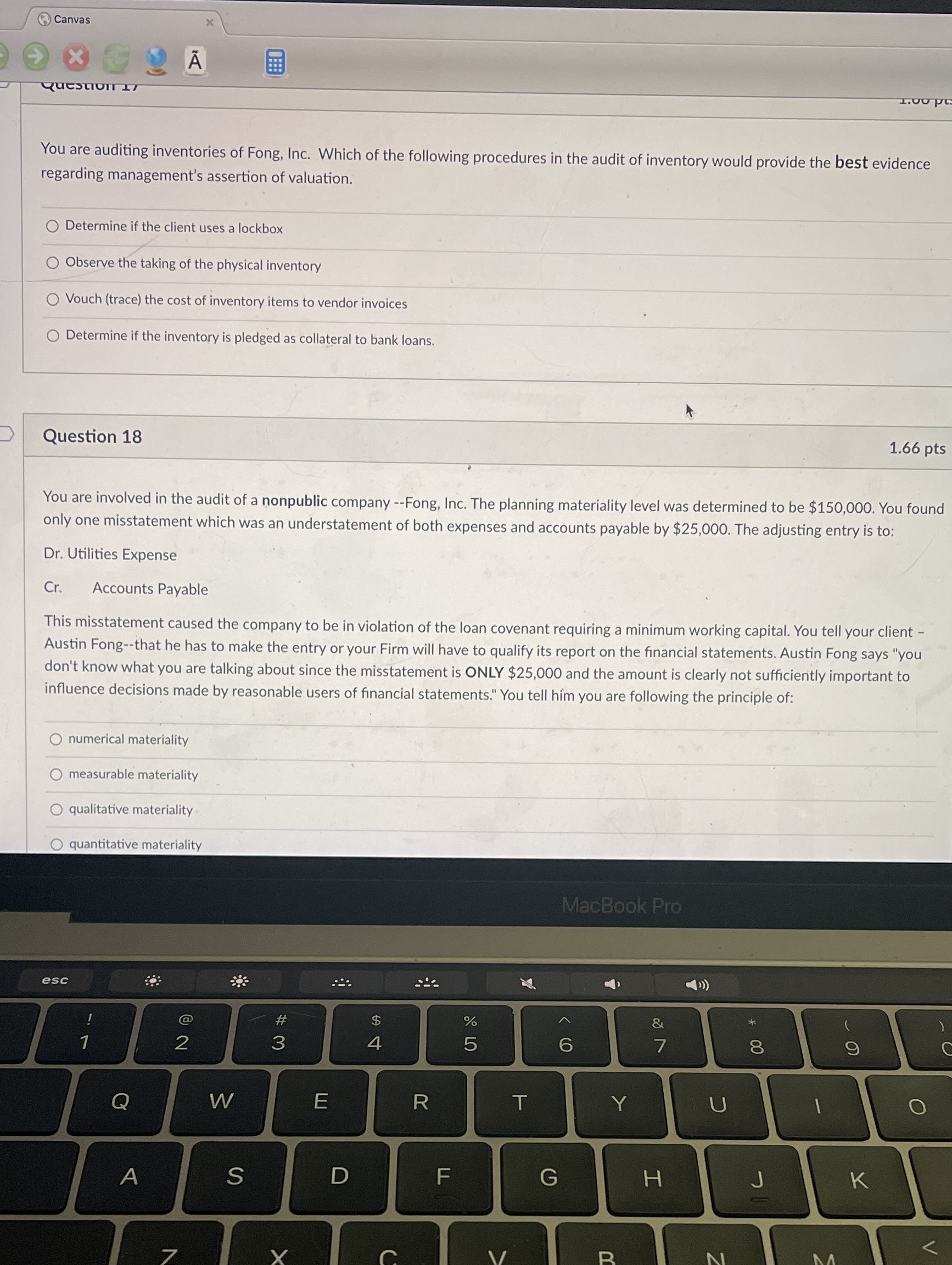 Answer these 2 questions You are auditing