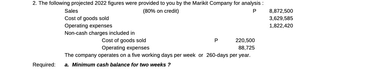 2. The following projected 2022 figures were
