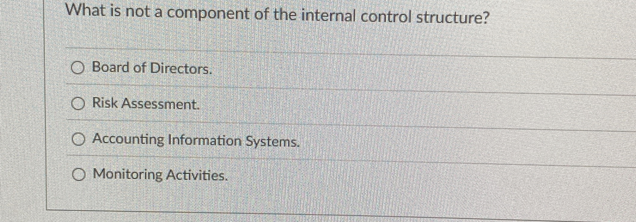 What is not a component of the internal control