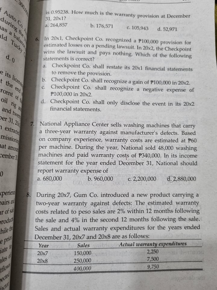 is 0.95238. How much is the warranty provision at