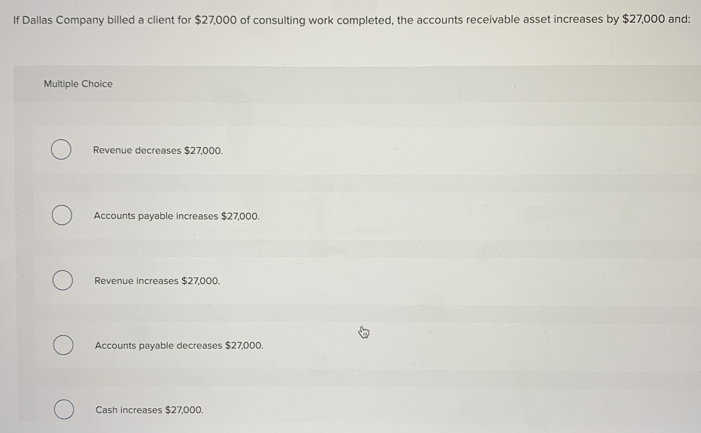 If Dallas Company billed a client for $ 2 7 , 0 0