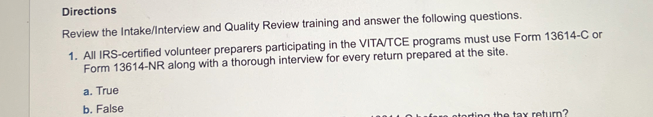 Directions Review the Intake / Interview and
