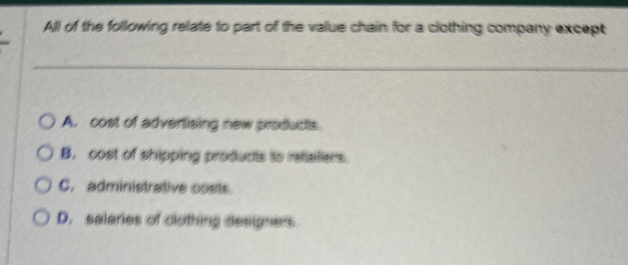 All of the following relate to part of the value