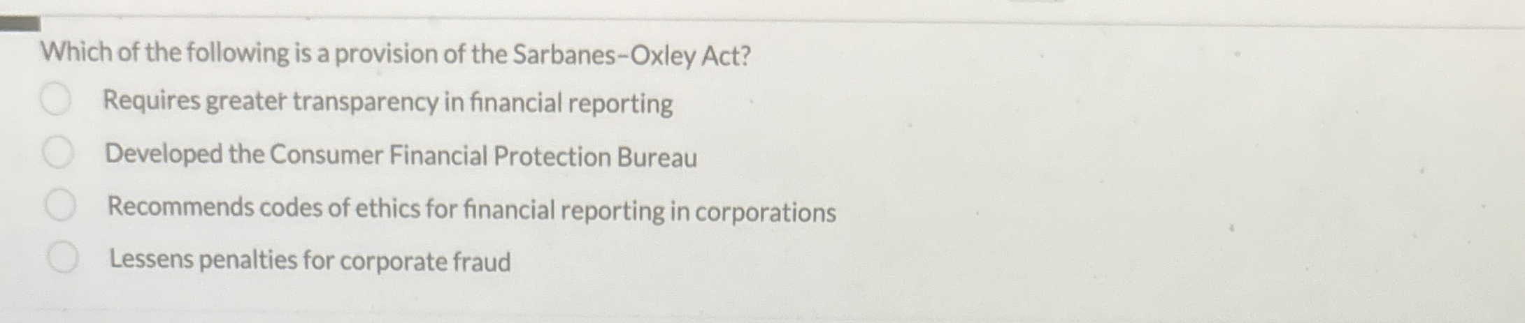 Which of the following is a provision of the