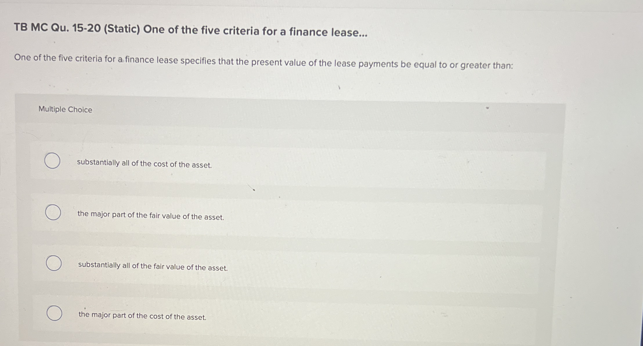 TB MC Qu . 1 5 - 2 0 ( Static ) One of the five