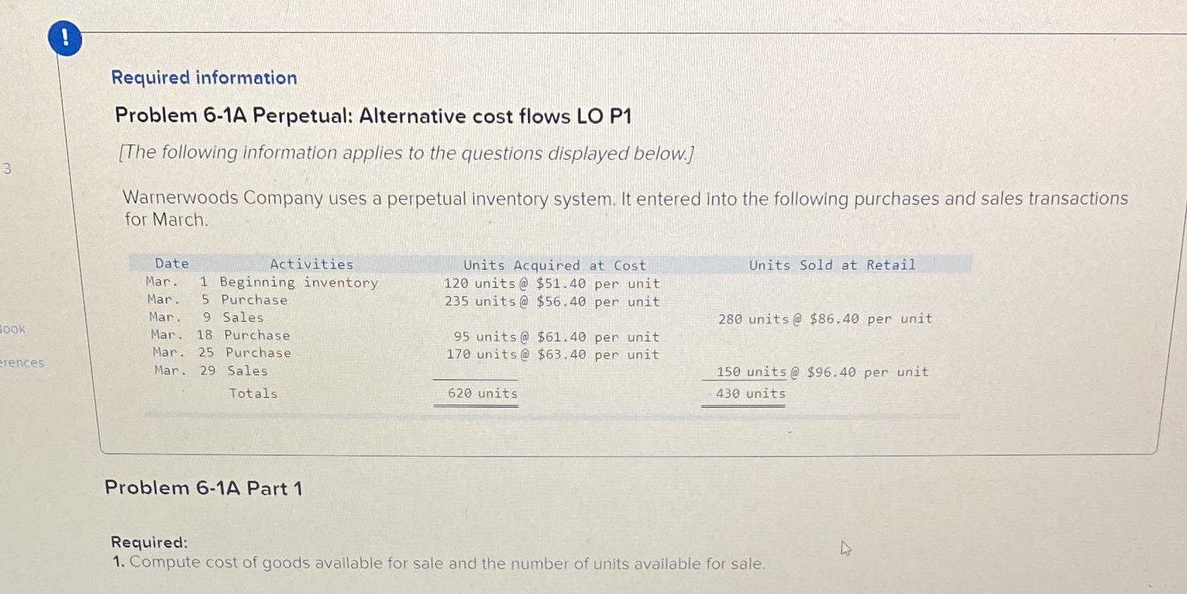 Compute cost of goods available for sale and the