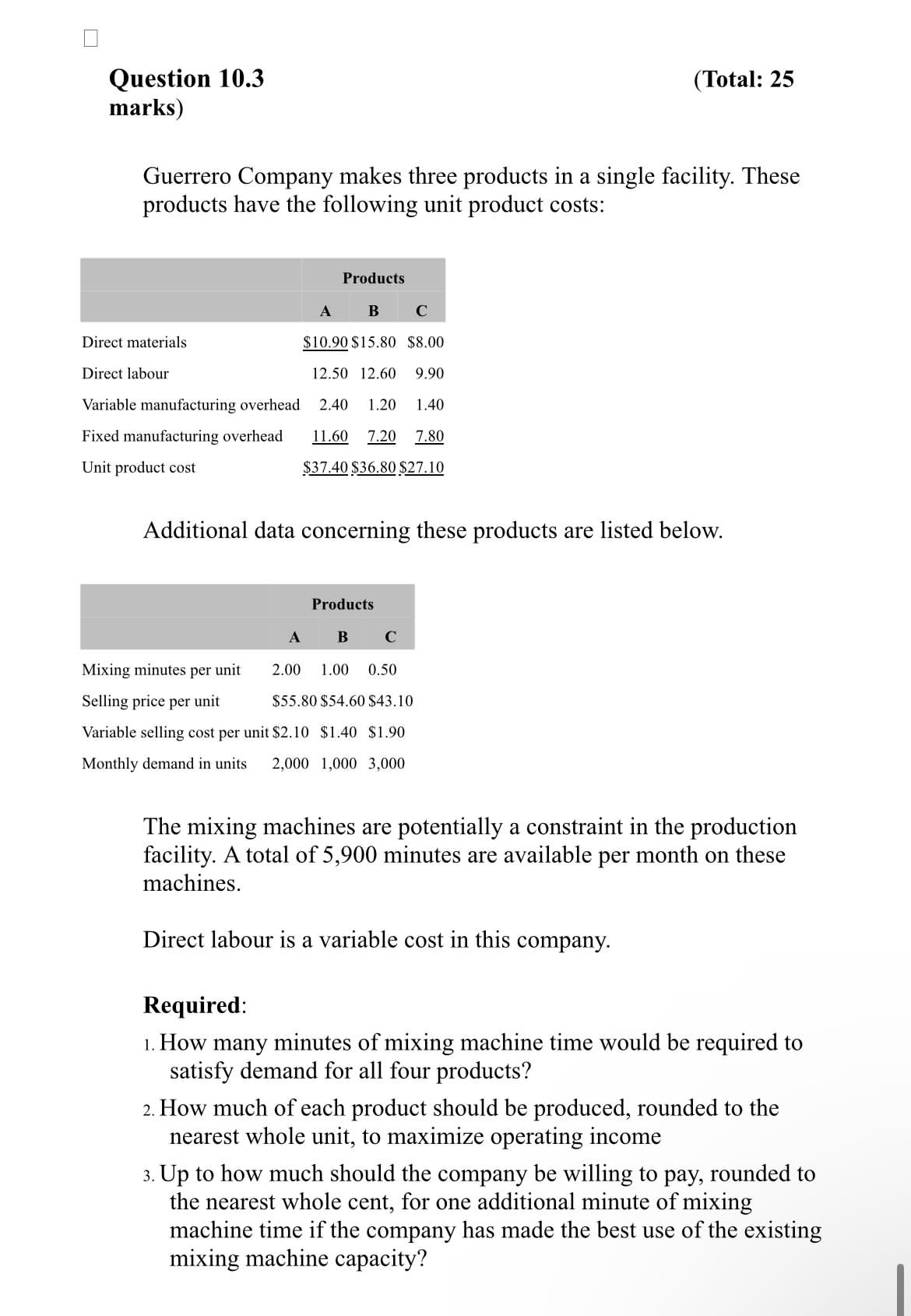 [ Question 10.3 (Total: 25 marks) Guerrero