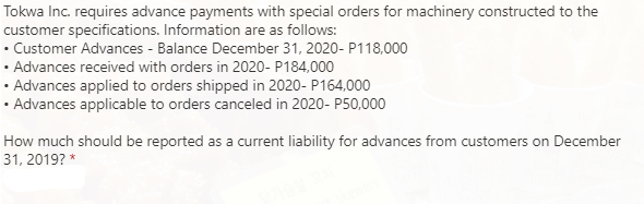 Tokwa Inc. requires advance payments with special