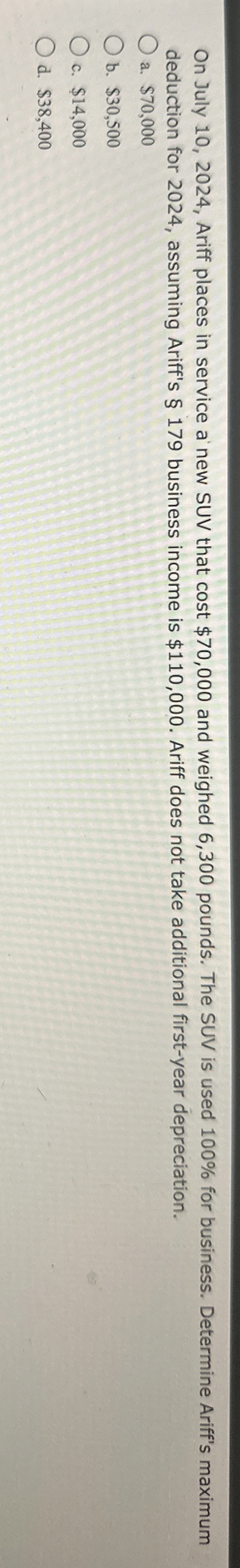 On July 1 0 , 2 0 2 4 , Ariff places in service a