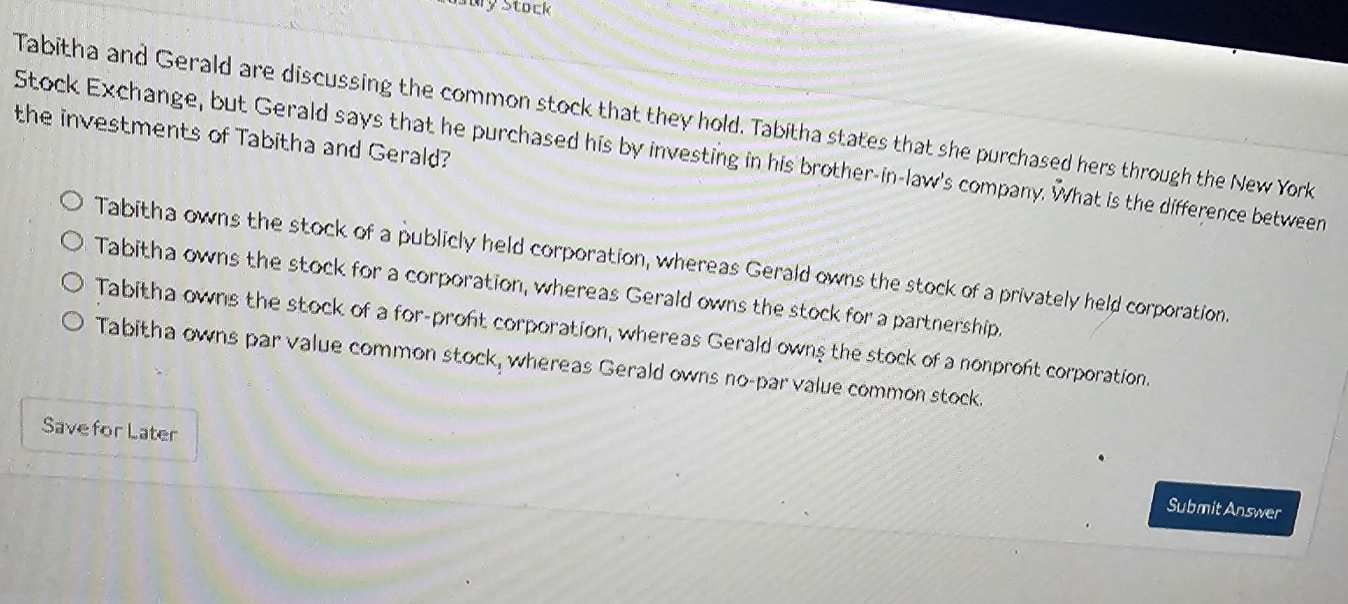 Tabitha and Gerald are discussing the common
