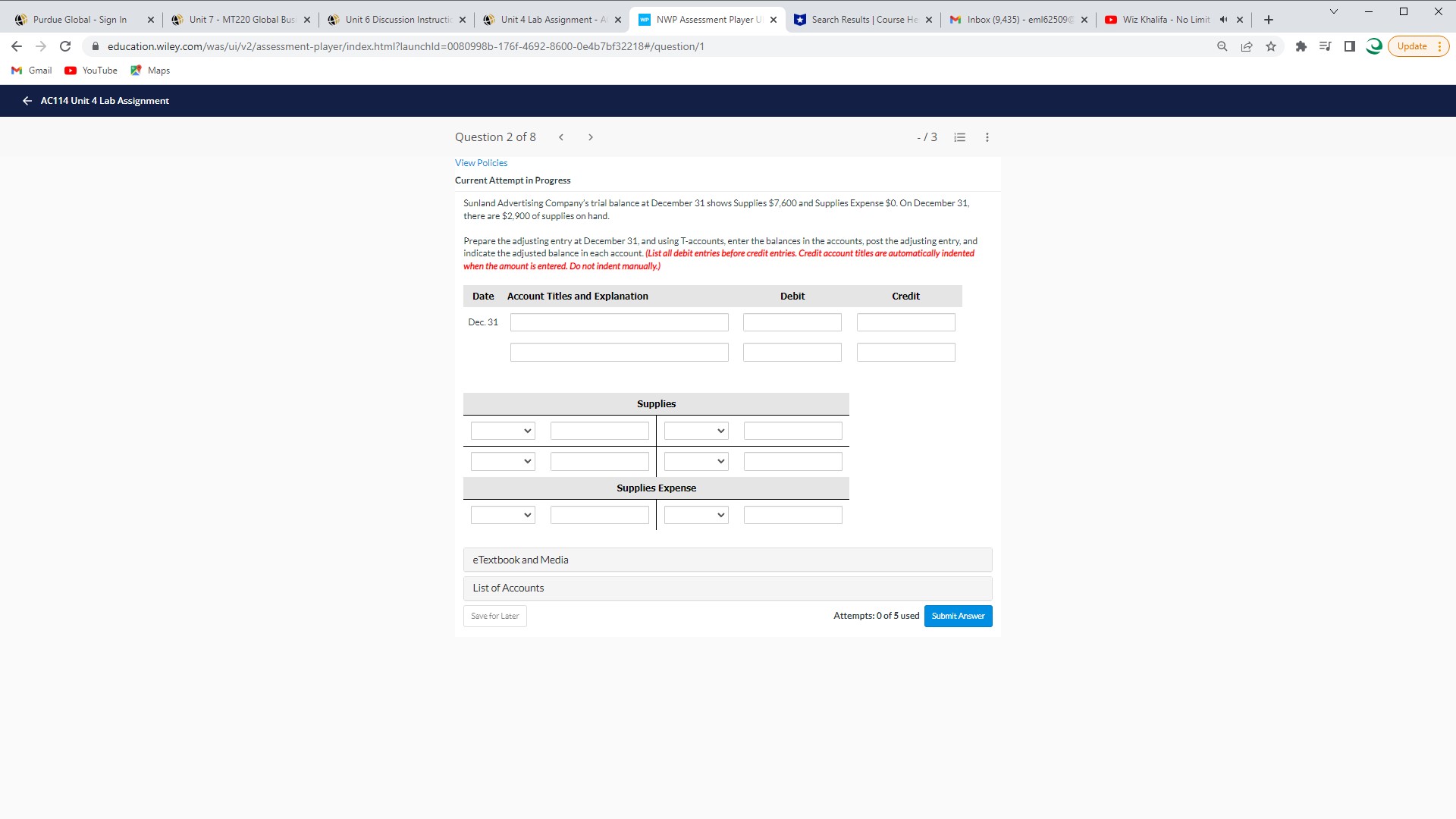 0 X Purdue Global - Sign In X ( Unit 7 - MT220