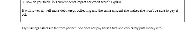 3. How do you think Lily's current debts