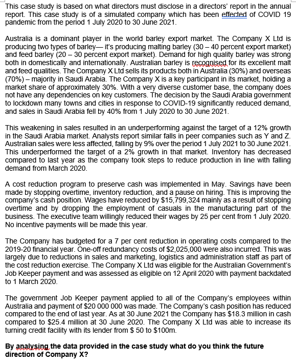 This case study is based on what directors must