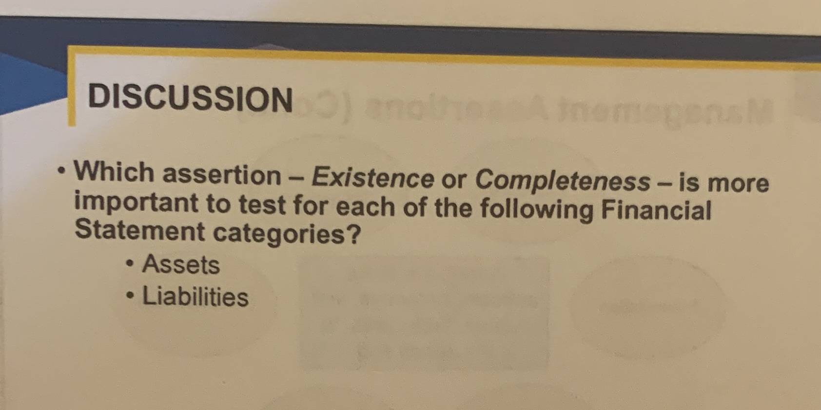 Please answer and explain. DISCUSSION . Which