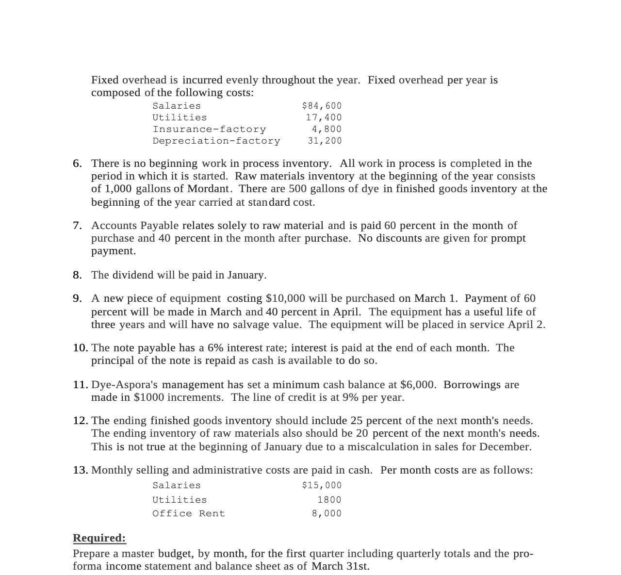 Fixed overhead is incurred evenly throughout the