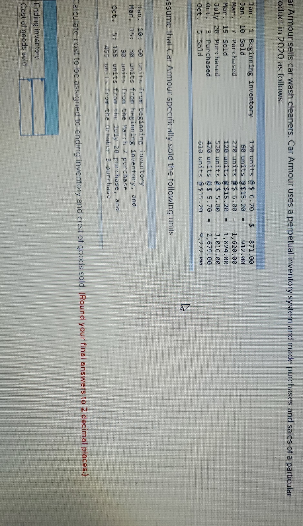 chapter 6 Ending inventory and cost of goods sold