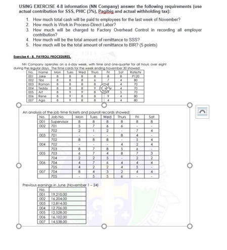 USING EXERCISE 4-8 Information (NN Company)