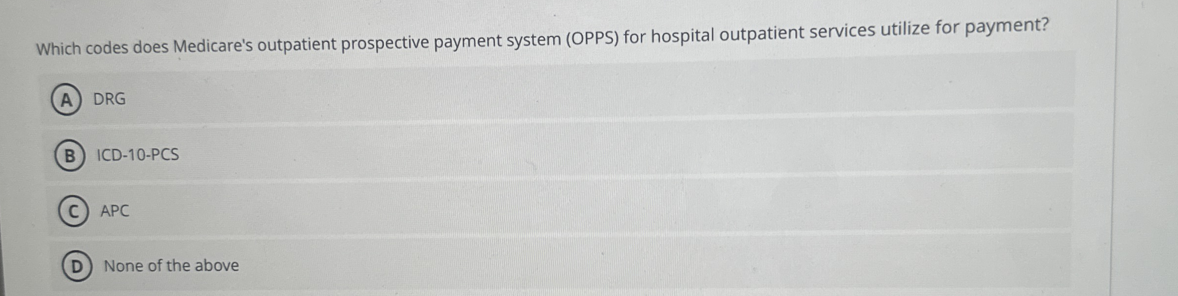 Which codes does Medicare's outpatient