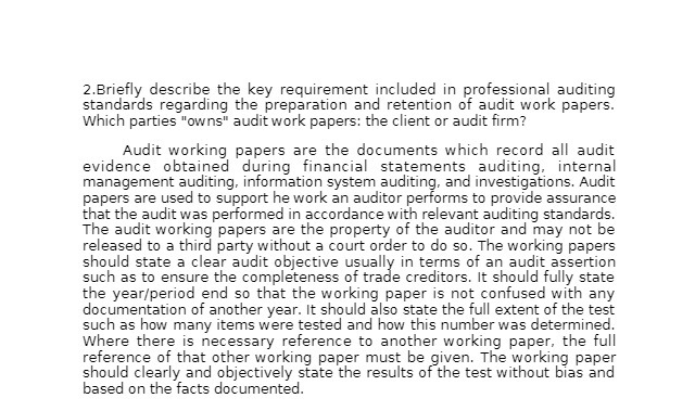 2. Briefly describe the key requirement included