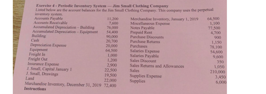 Exercise 4 - Periodic Inventory System - Jim