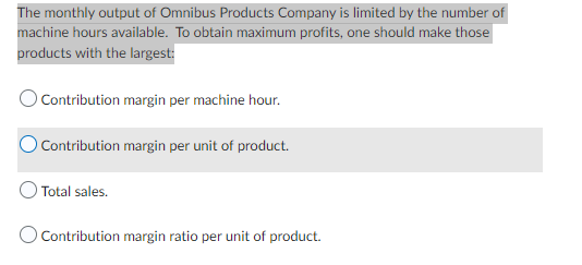 0 Contribution margin per machine hour. 0