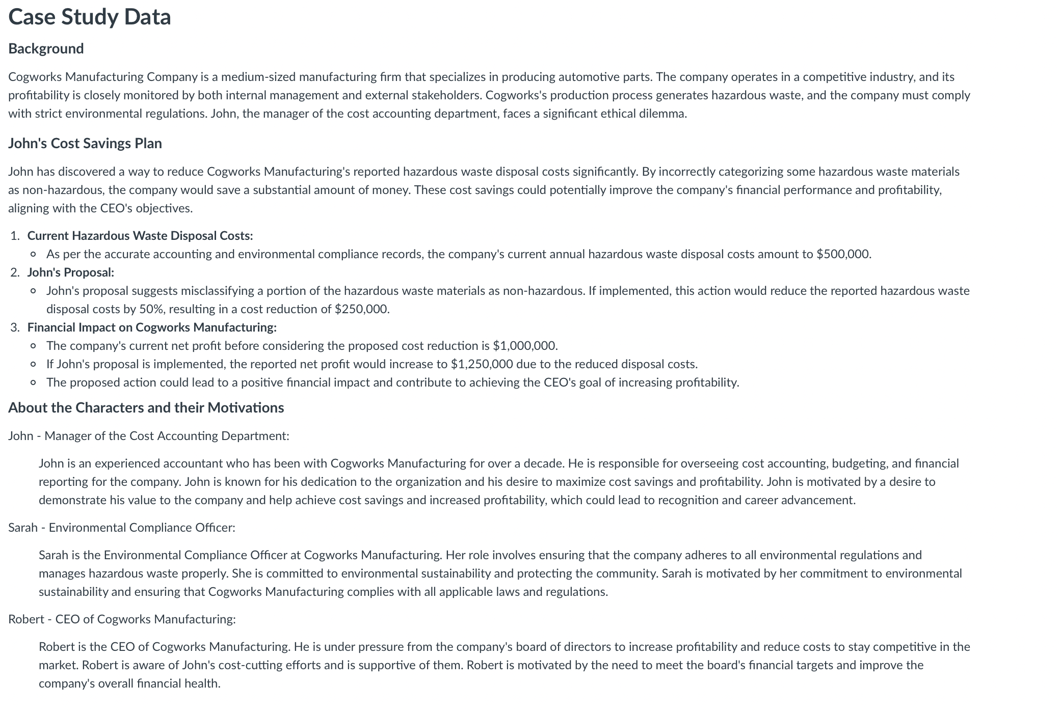 . Analyze the case study and independently