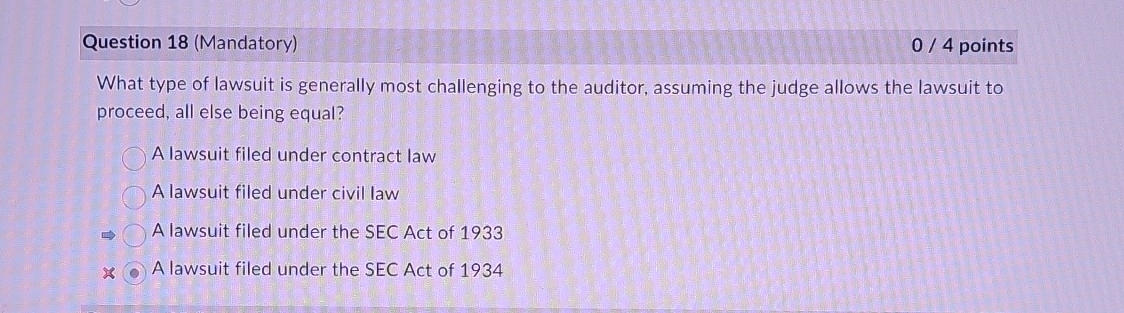Question 1 8 ( Mandatory ) 0 4 points What type
