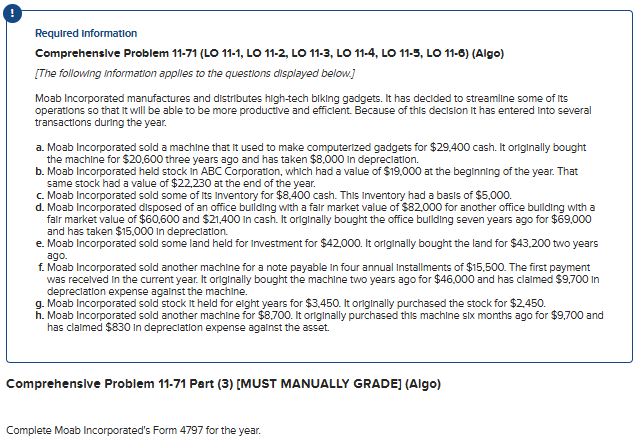 Required information Comprehenslve Problem 1 1 -