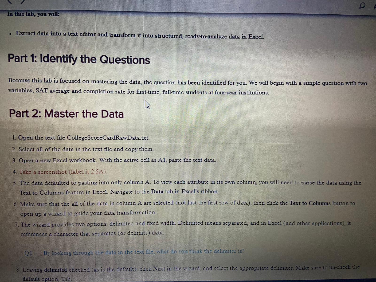 In this lab, you will: . Extract data into a text