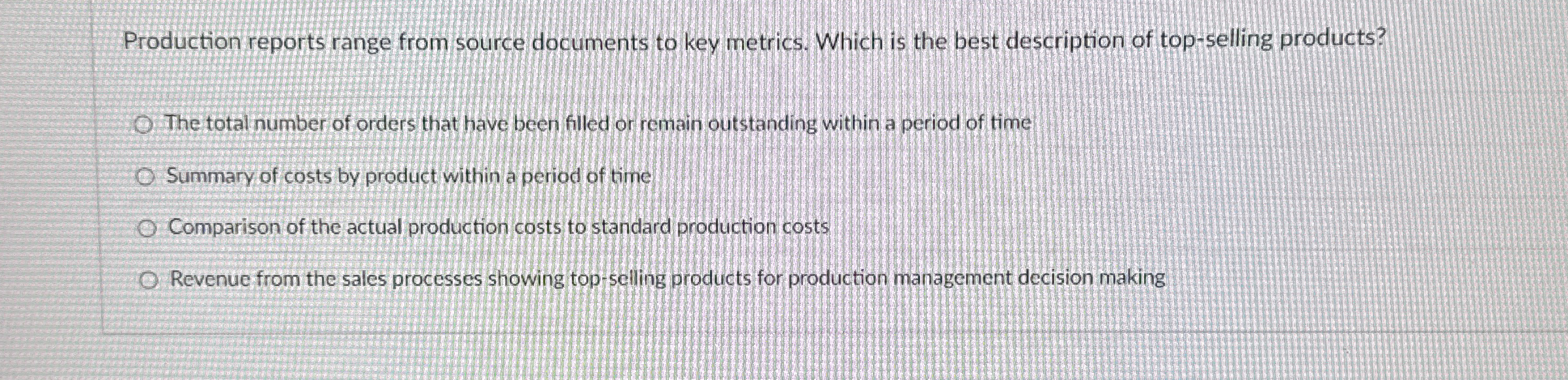 Production reports range from source documents to