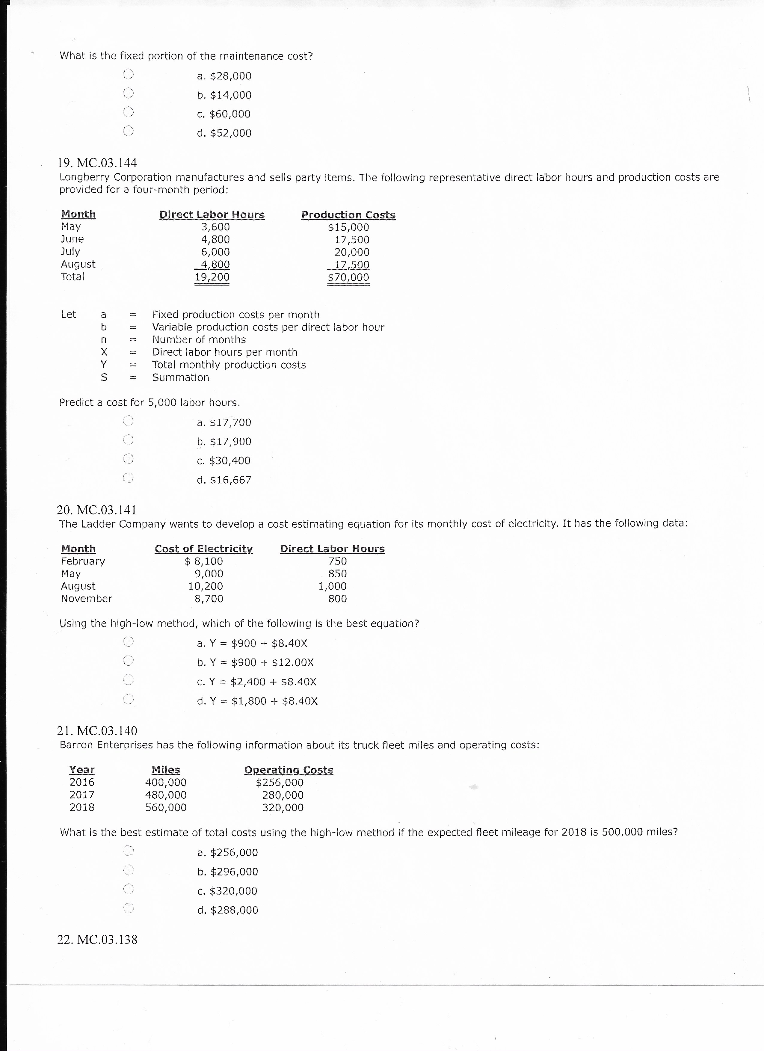 1. TF,03.001 Costs can display variable, fixed,