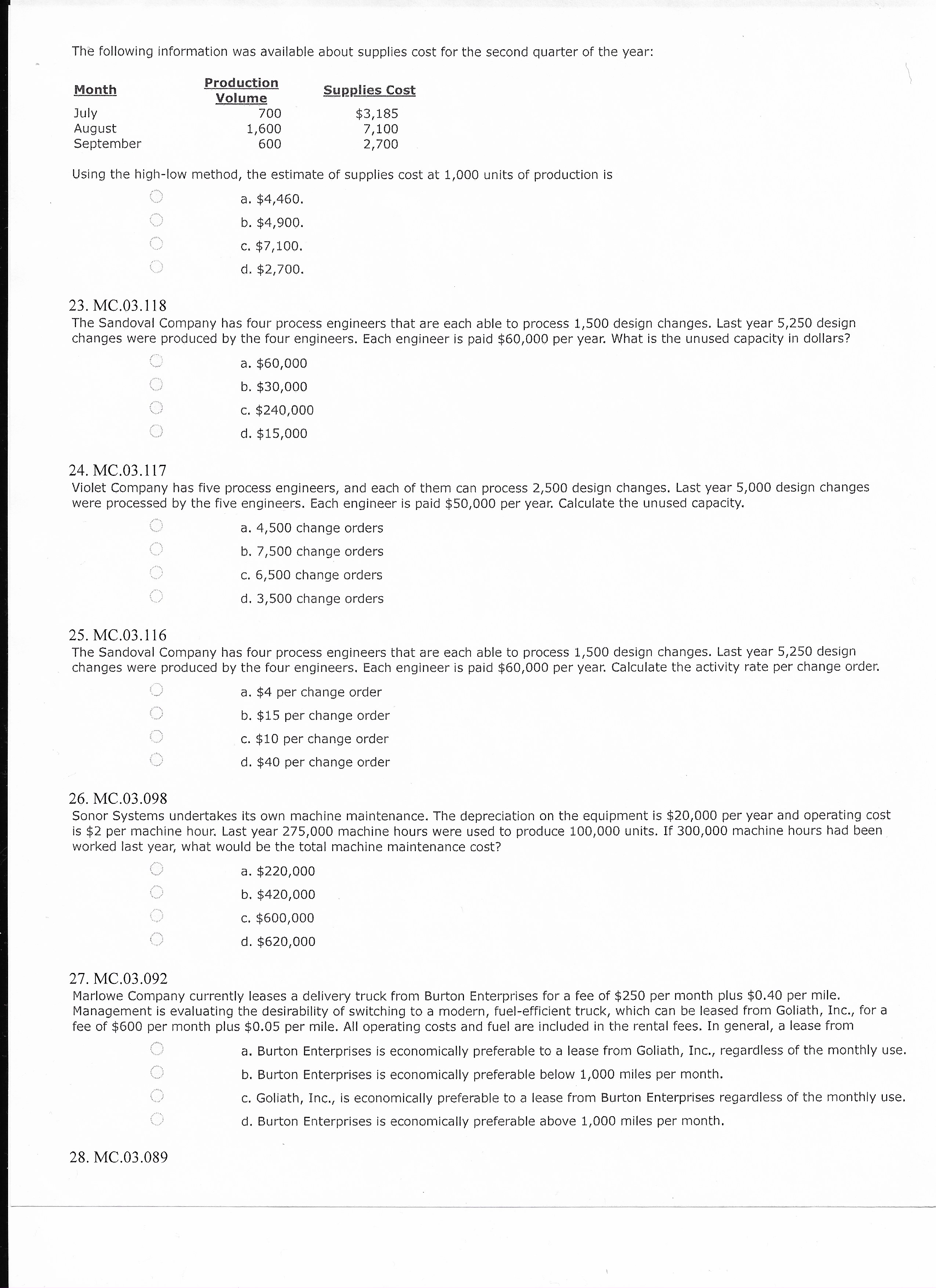 1. TF,03.001 Costs can display variable, fixed,