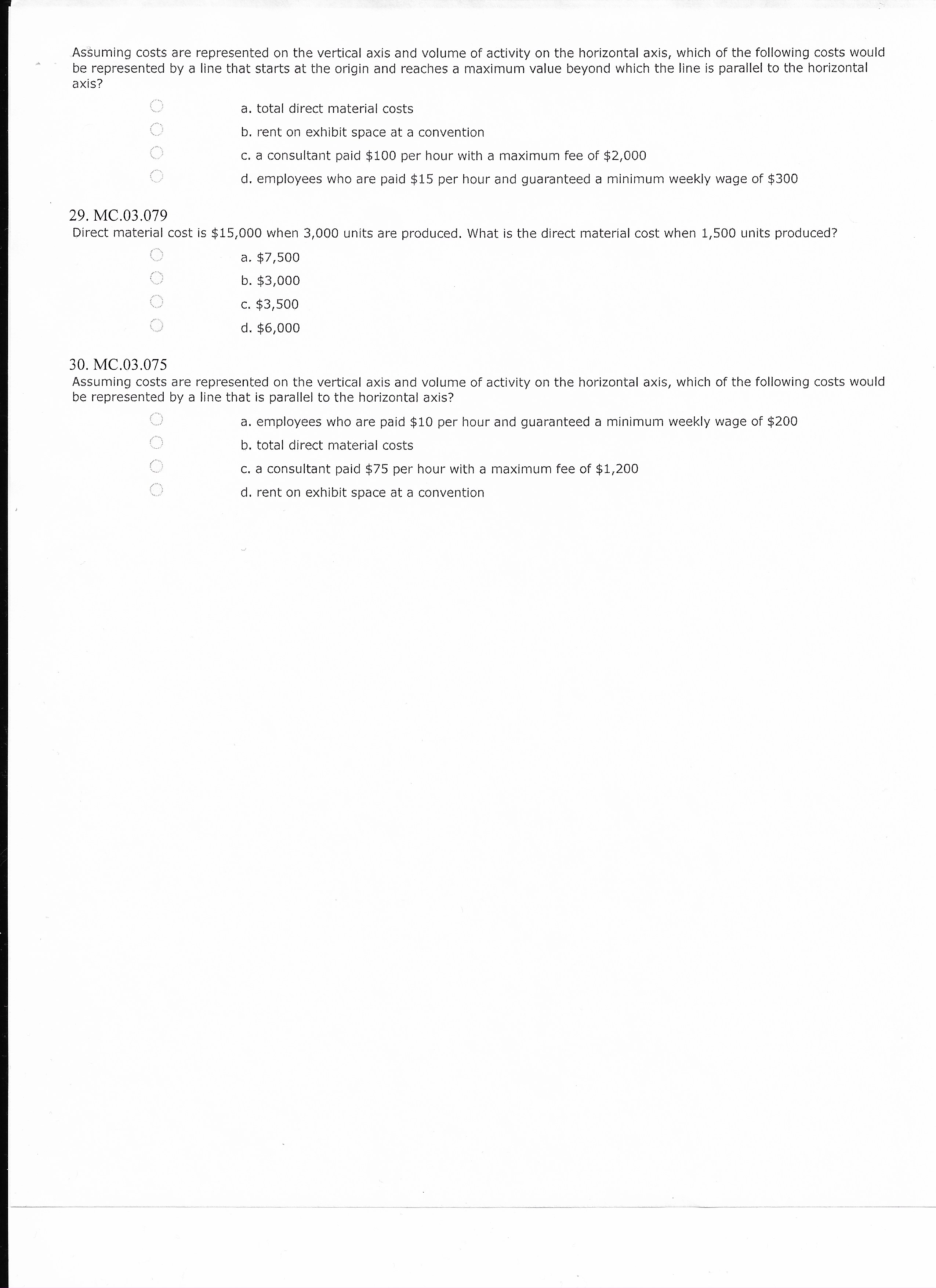 1. TF,03.001 Costs can display variable, fixed,