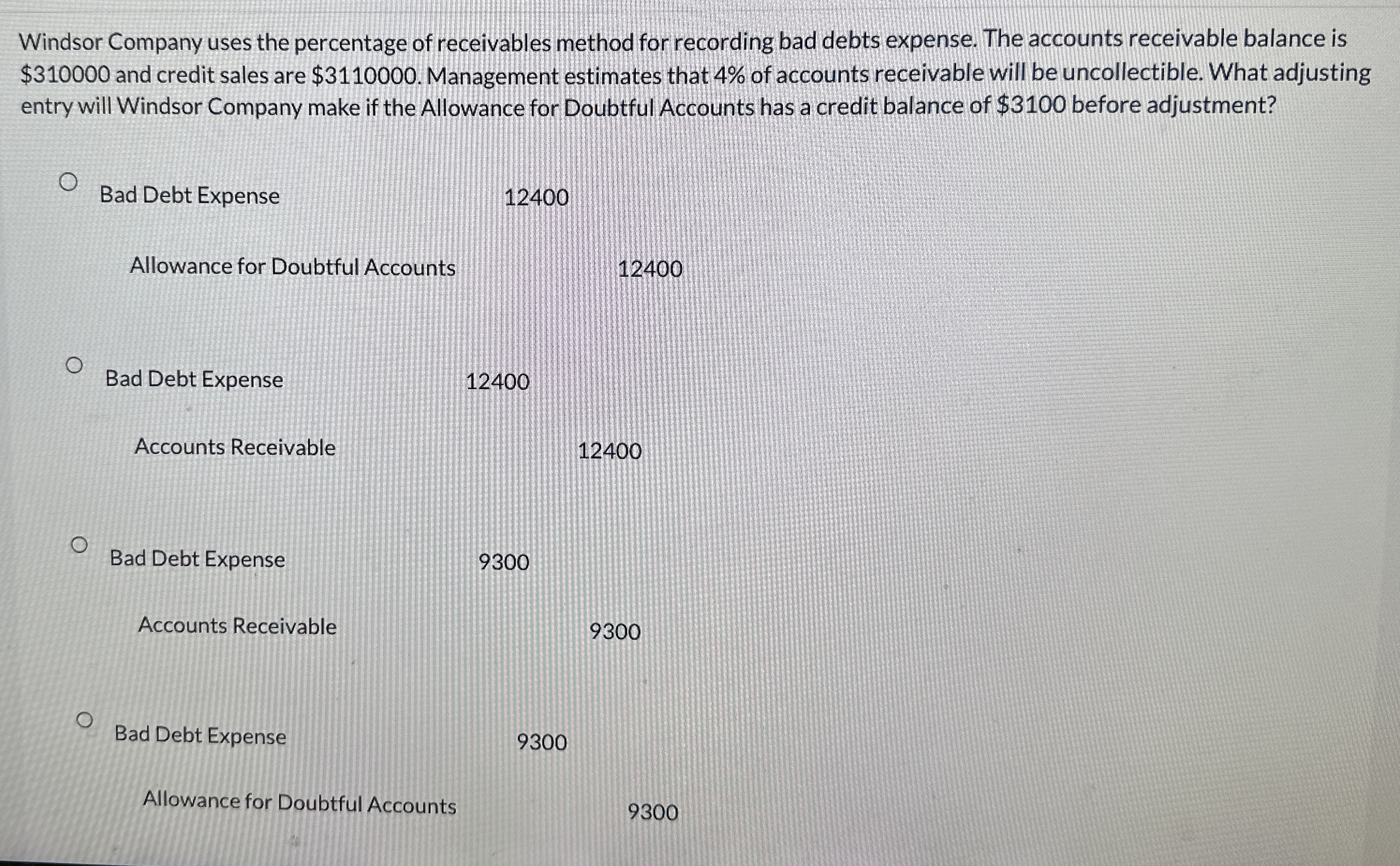 Windsor Company uses the percentage of