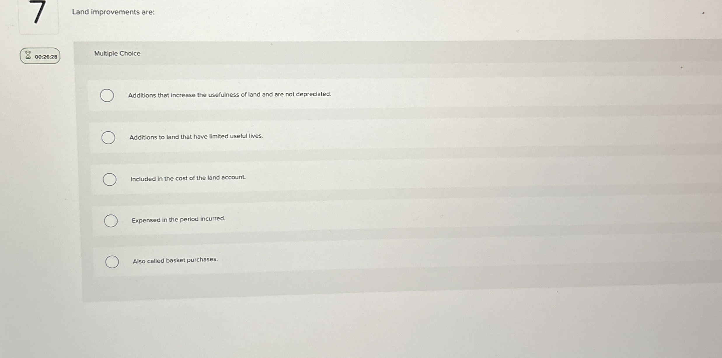 Land improvements are: 8 0 0 : 2 6 : 2 8 Multiple