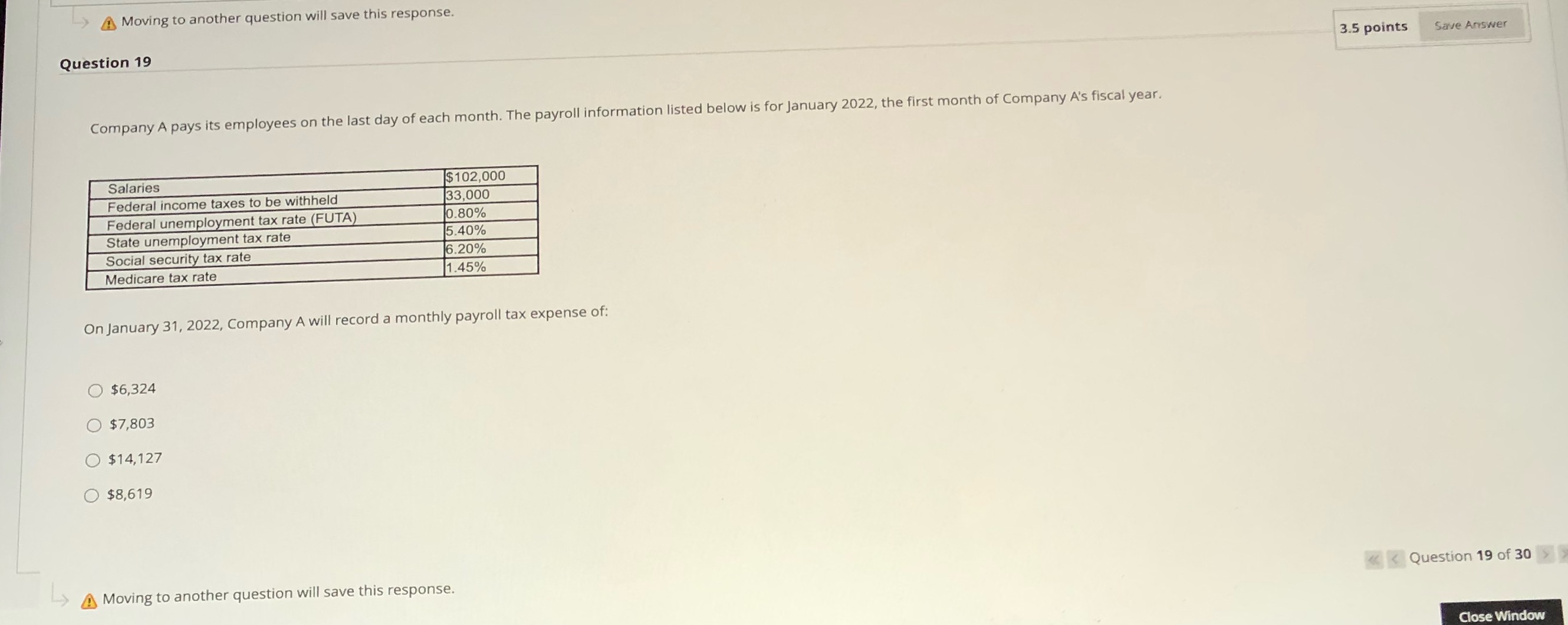 Moving to another question will save this