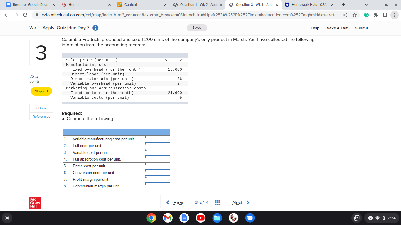 Resume - Google Docs X Home X Content < Question