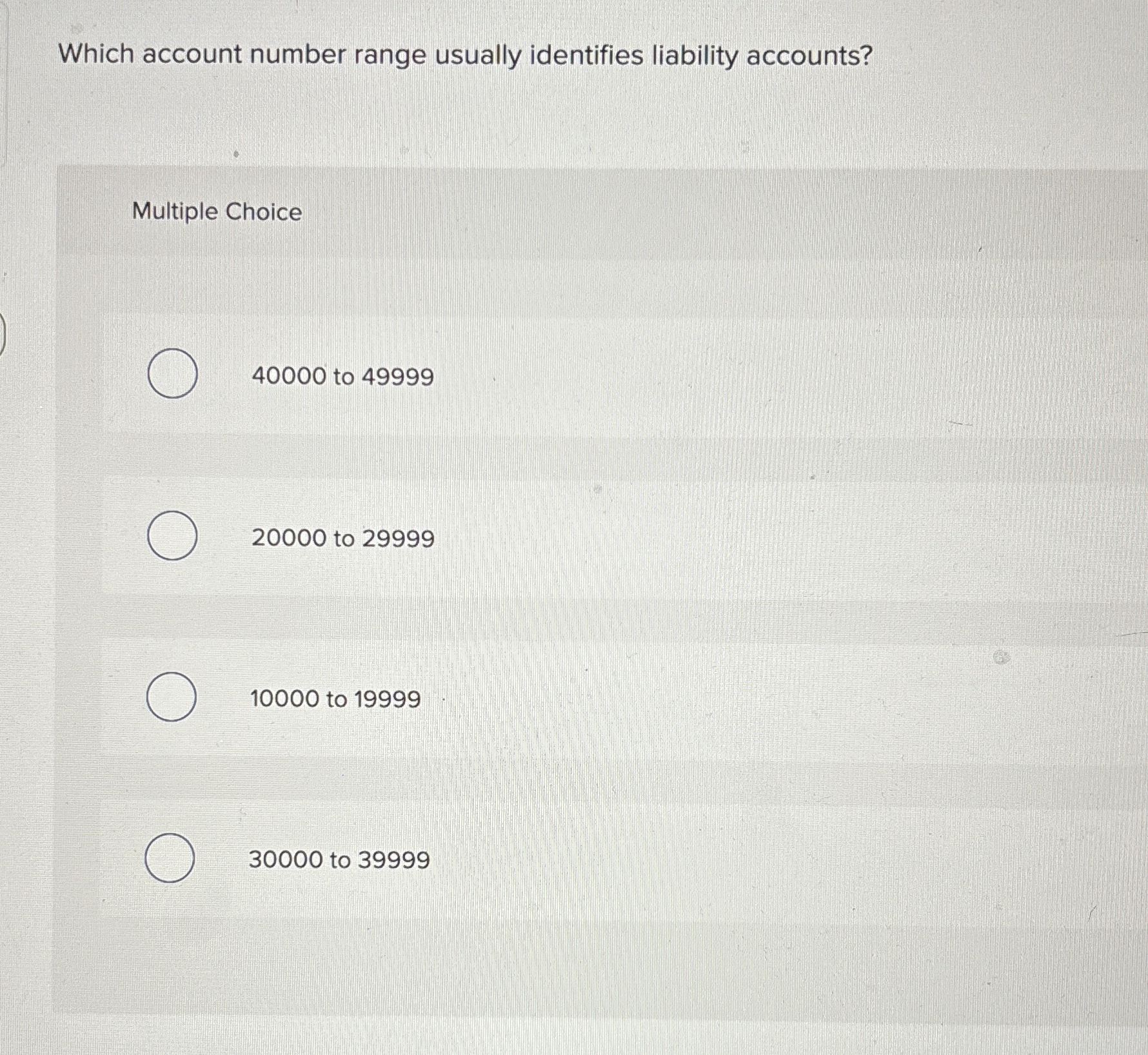 Which account number range usually identifies